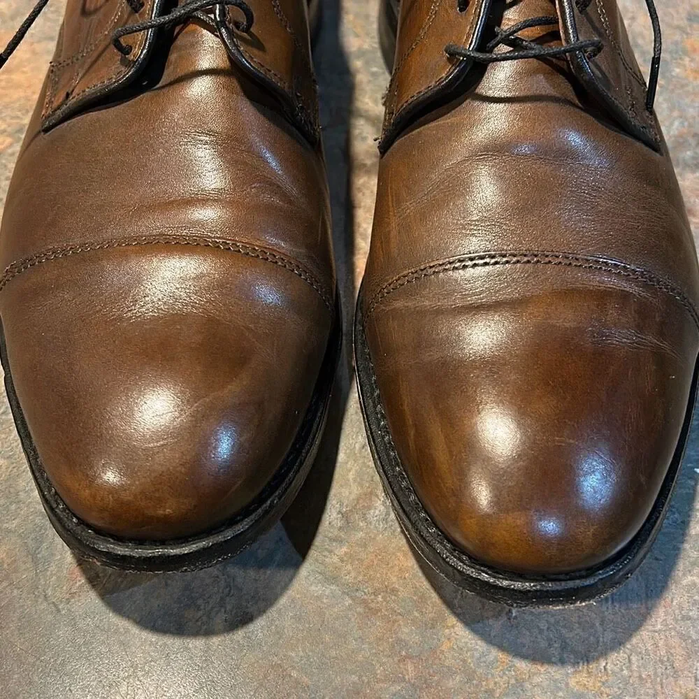 Allen Edmonds Lexington Brown Leather Captoe Derby Loafers Sz 9